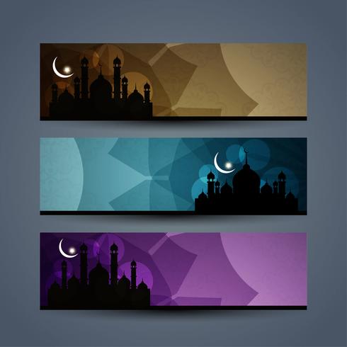 Conjunto de banners islámicos abstractos vector