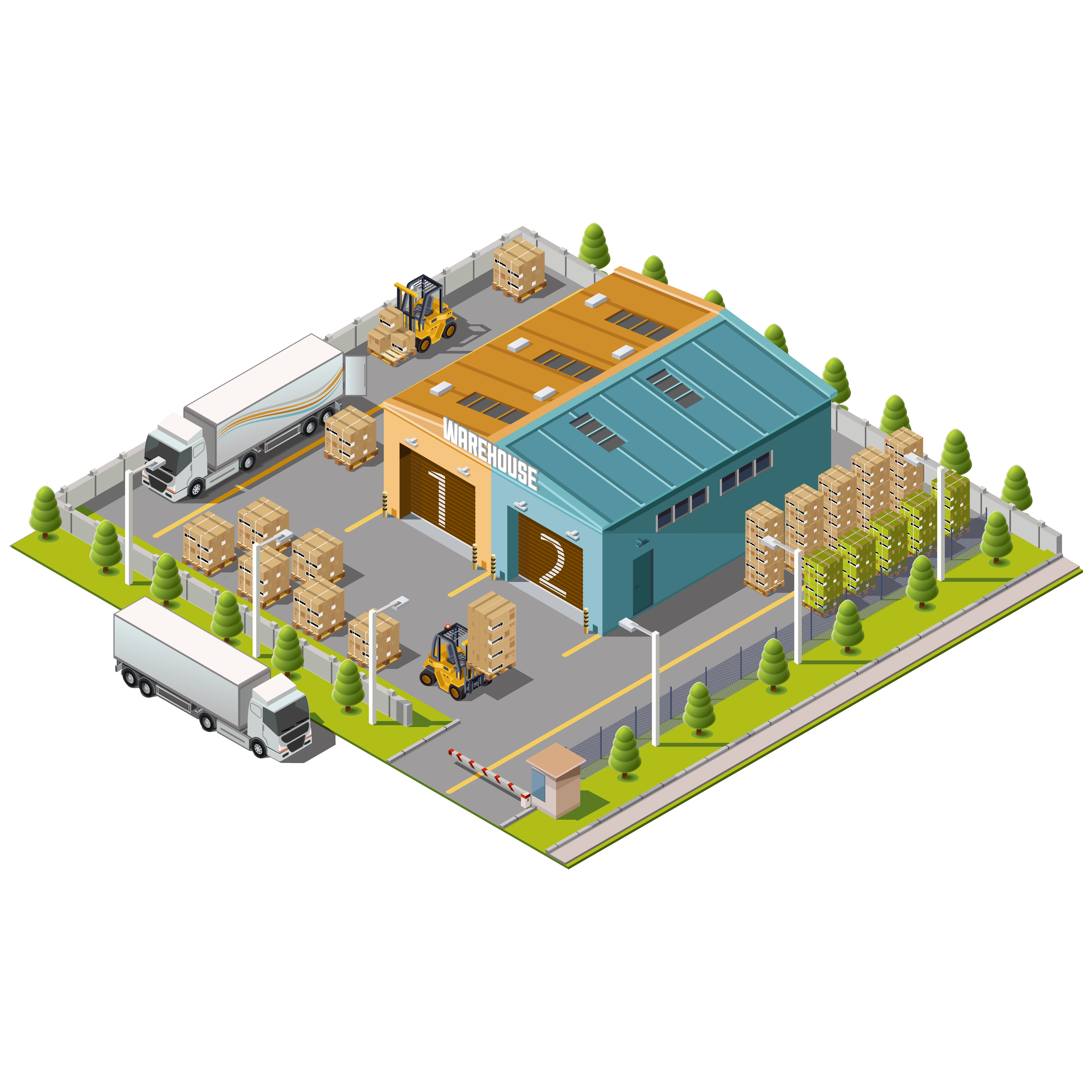 Warehouse Industrial area 323002 Vector Art at Vecteezy