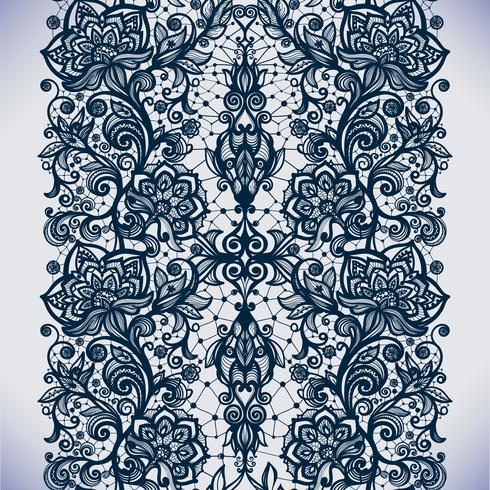 Abstract seamless lace pattern with flowers vector