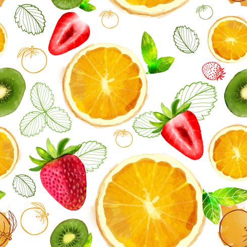 Vector Fruit seamless pattern mixture