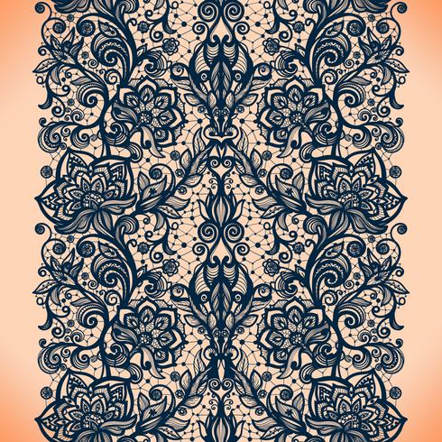 Abstract seamless lace pattern with flowers vector