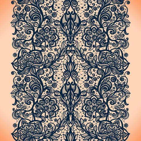 Abstract seamless lace pattern with flowers vector