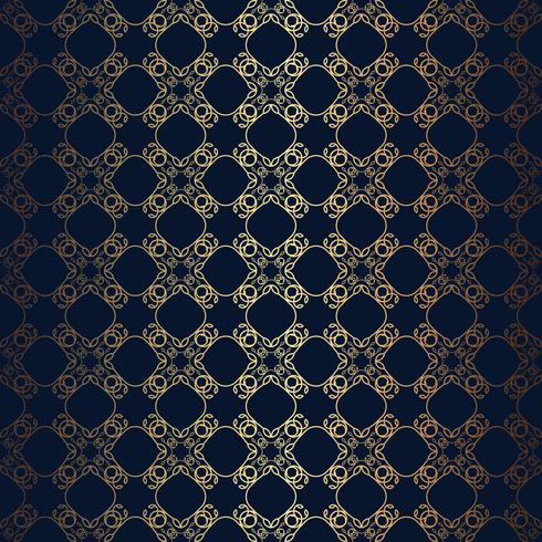 Vector floral line style black background, seamless monogram design pattern