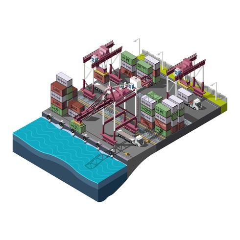 Isometric Industrial with Cranes vector