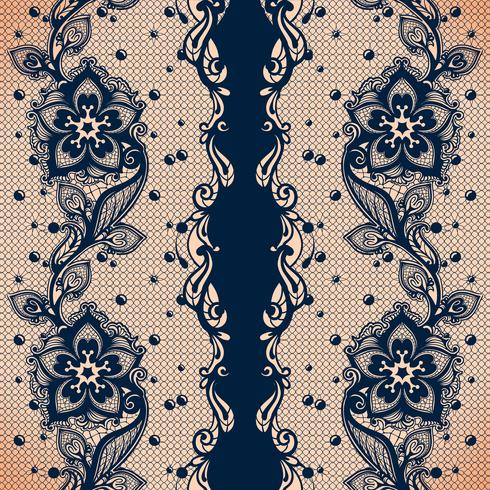 Vector Abstract seamless pattern with lace leaves and flowers pattern
