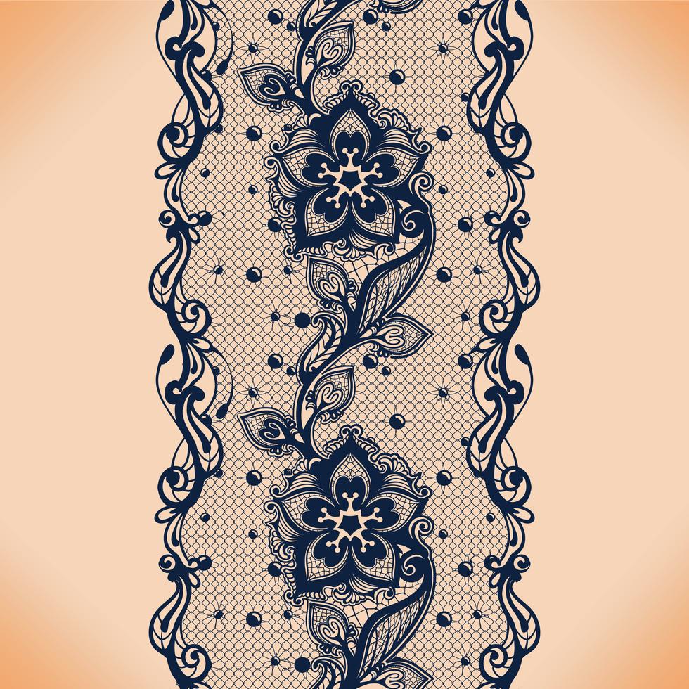 Vector Abstract Seamless Pattern With Lace Leaves And Flowers Pattern