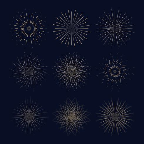 Nine vintage sunbusrt. Light Ray Collection for your.   vector