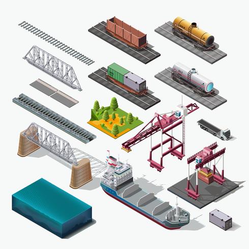 Iconos del vector fijados. Temas industriales aislados estructura.