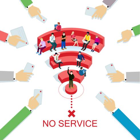 People in wi-fi zone. Public Wi-Fi zone vector