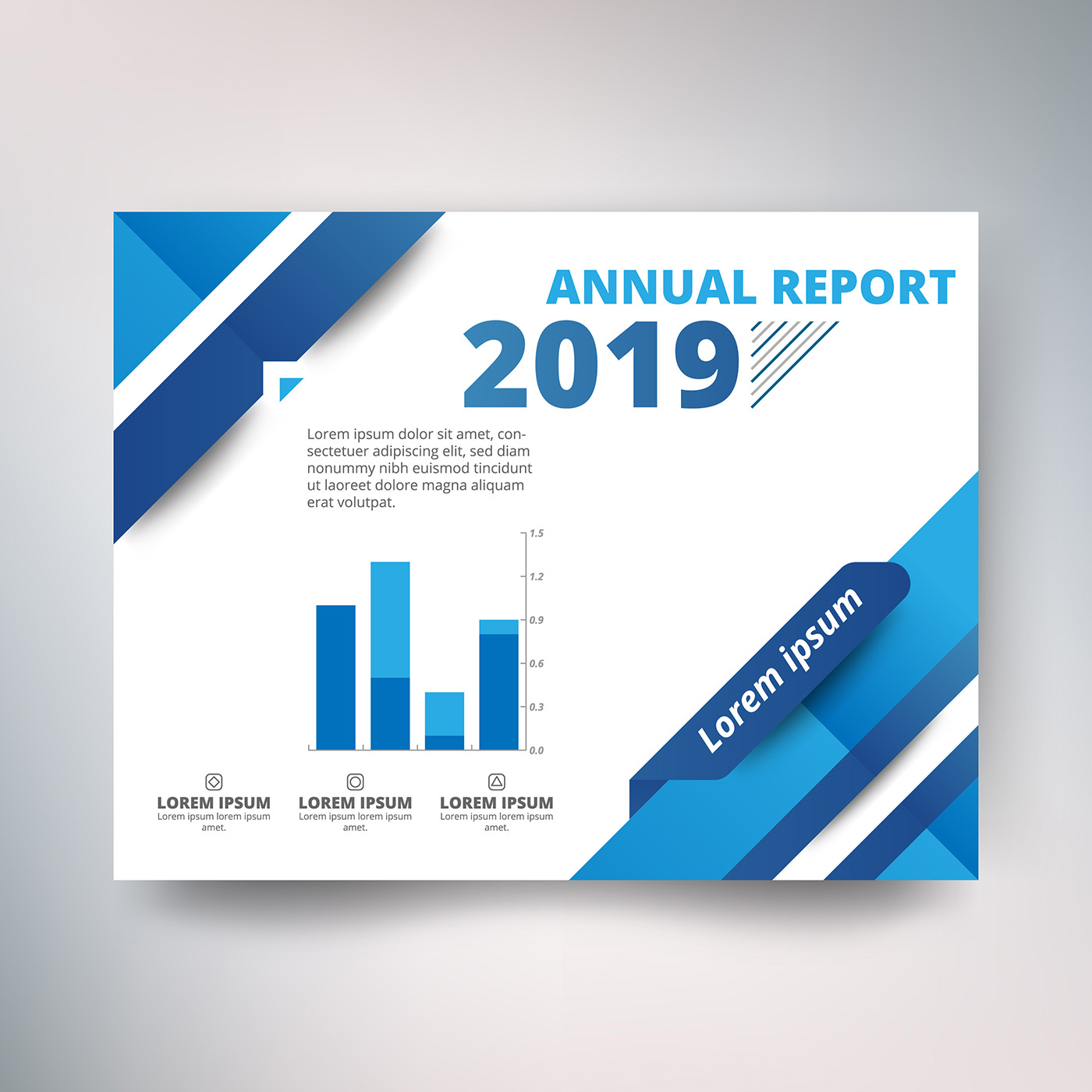 Annual report template, Abstract design with sky blue and blue tone