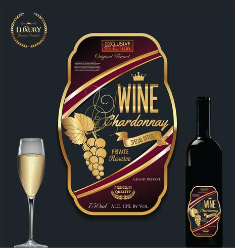 Ilustración de vector de etiqueta de oro vino de lujo