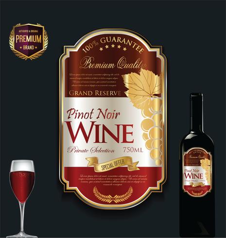 Ilustración de vector de etiqueta de oro vino de lujo