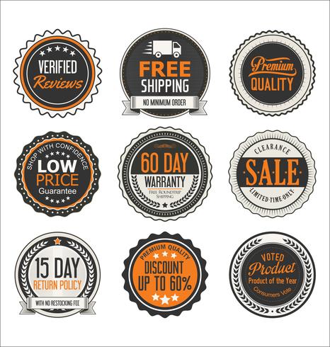 Retro vintage badges and labels collection vector