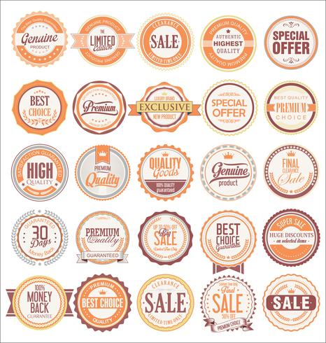 Colección de insignias y etiquetas retro vintage vector