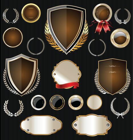 Luxury premium golden badges and labels vector