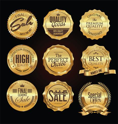 Luxury premium golden badges and labels vector