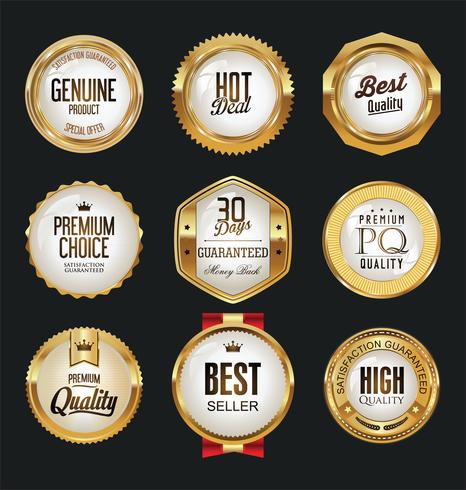 Luxury premium golden badges and labels vector