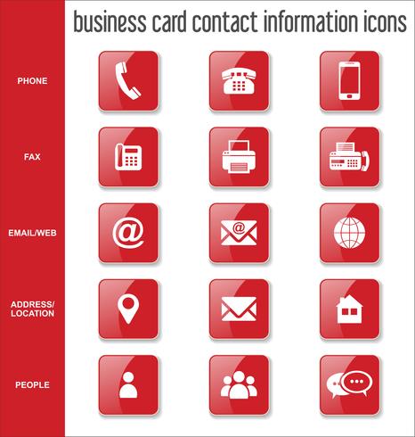 Business card contact information icons collection vector