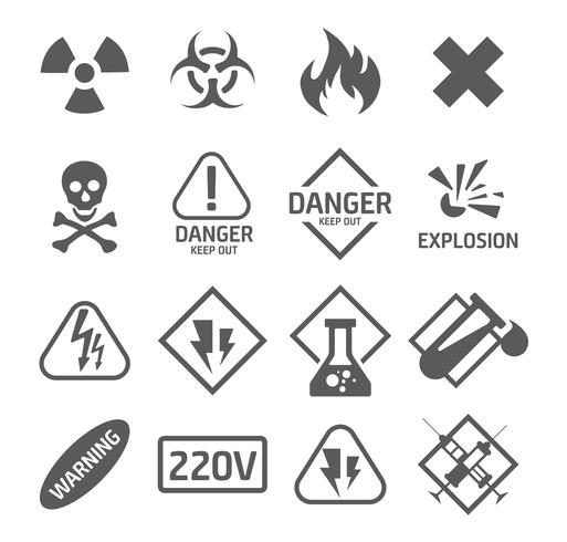 Danger icons set vector