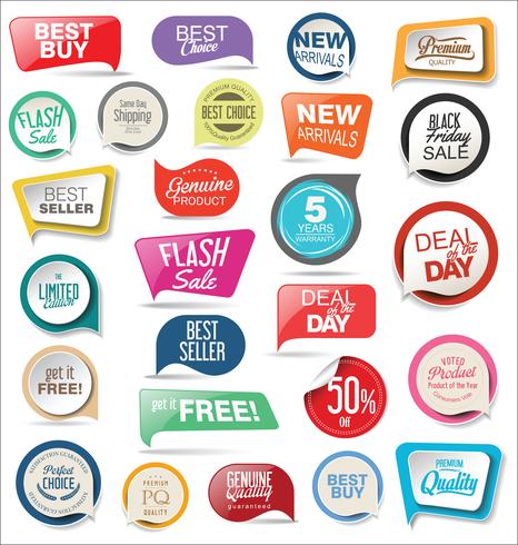 Modern badges stickers and labels collection vector