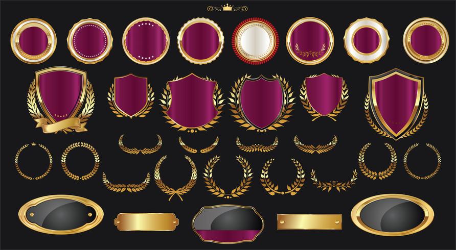 Luxury premium golden badges and labels vector