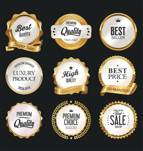 Luxury premium golden badges and labels vector
