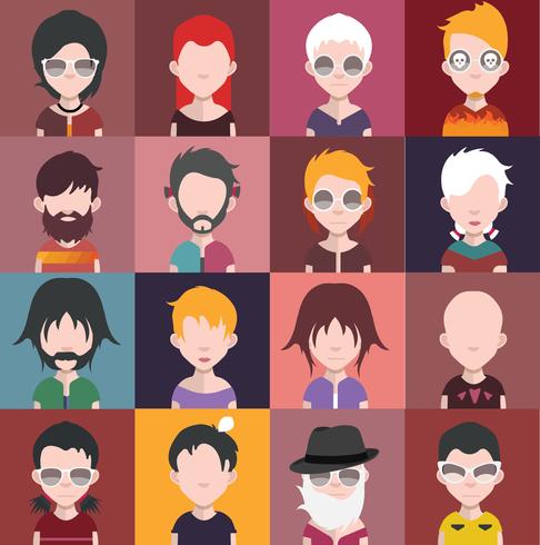 Set of people icons with faces vector