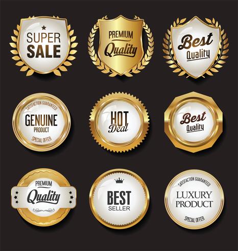 Luxury premium golden badges and labels vector