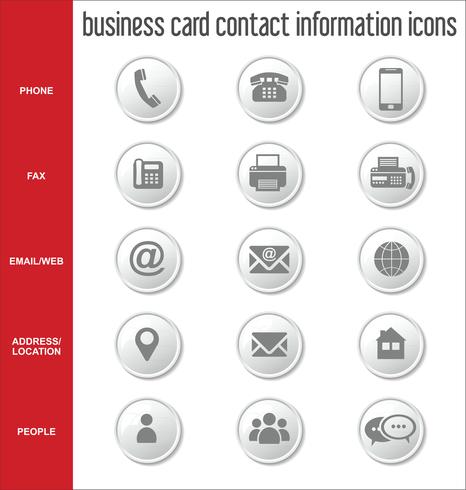 Business card contact information icons collection vector