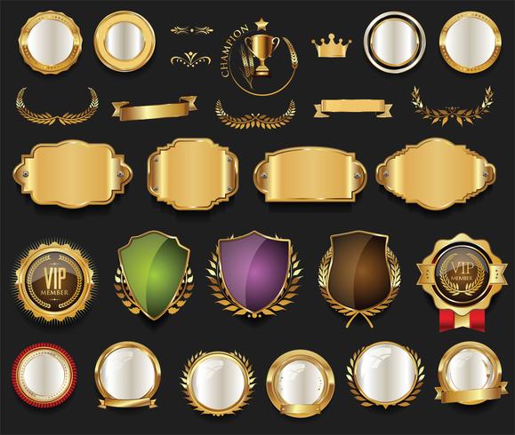 Luxury premium golden badges and labels vector