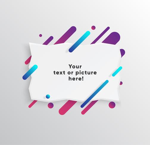 Vector background with paper card and abstract colorful shapes