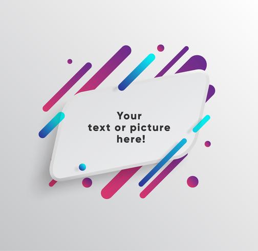 Vector background with paper card and abstract colorful shapes