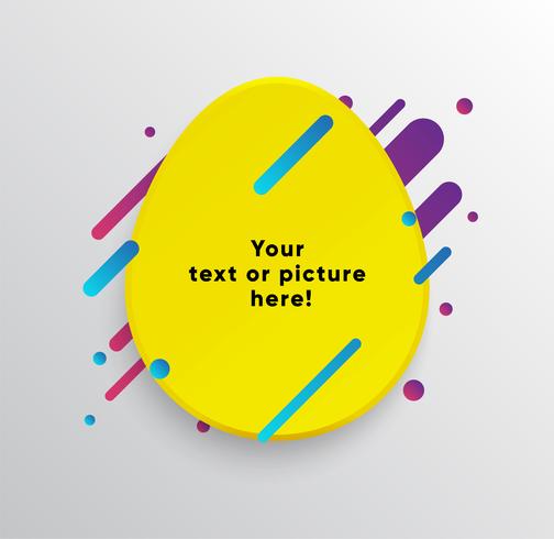 Yellow abstract Text box shape with trendy neon lines and circles. Vector background.