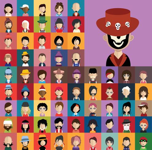 Set of people icons with faces vector