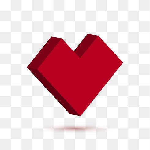 Soft red heart with transparent background. Vector illustration