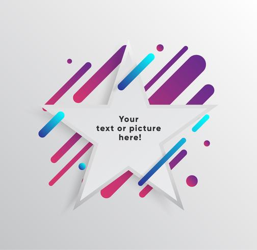 Vector background with paper card and abstract colorful shapes