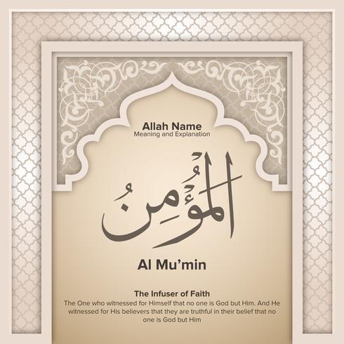 99 names of Allah with Meaning and Explanation vector