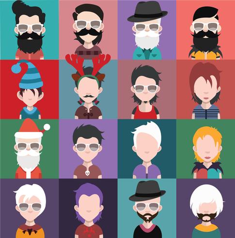 Conjunto de iconos de personas con caras vector