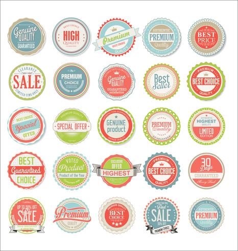 Colección de insignias y etiquetas retro vintage vector