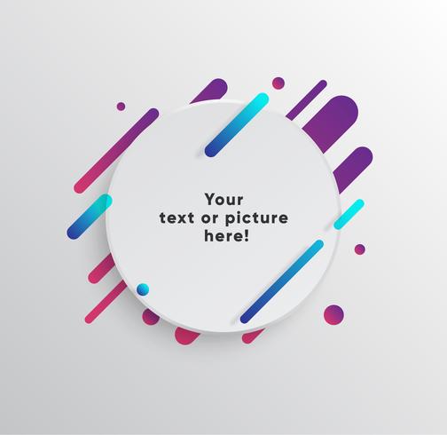 Vector background with paper card and abstract colorful shapes