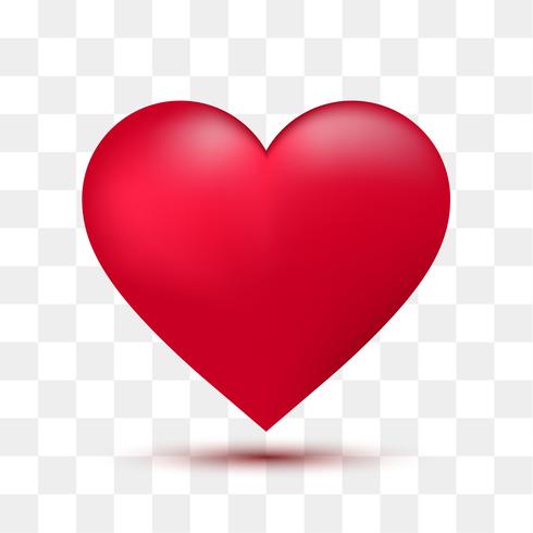 Soft red heart with transparent background. Vector illustration