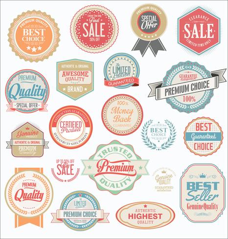 Colección de insignias y etiquetas retro vintage vector