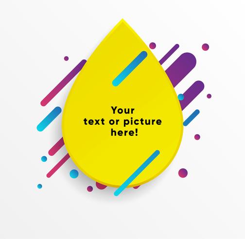 Yellow abstract Text box shape with trendy neon lines and circles. Vector background.