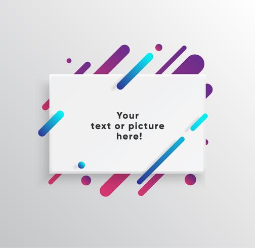 Vector background with paper card and abstract colorful shapes