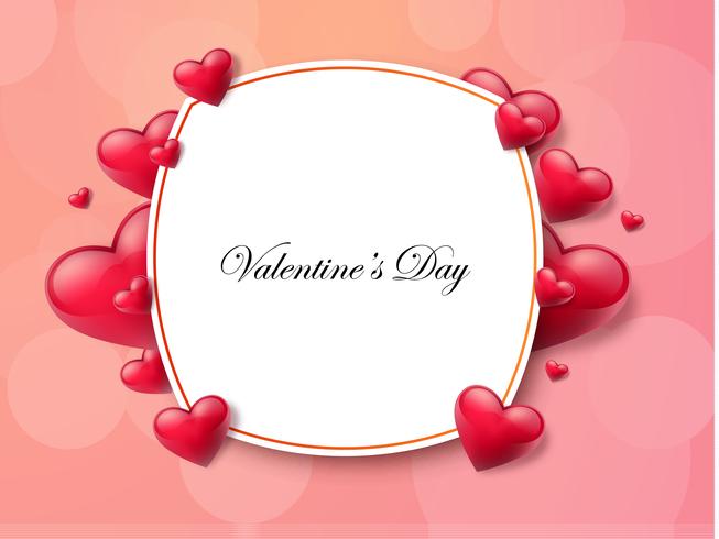 Fondo del día de tarjeta del día de San Valentín con el cuadro de texto y los corazones hermosos. Ilustración vectorial vector