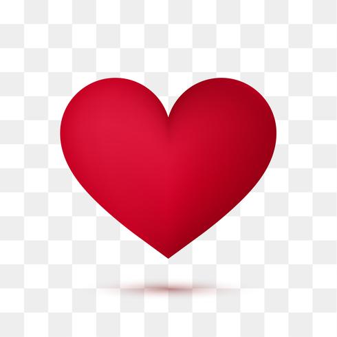 Suave corazón rojo con fondo transparente. Ilustración vectorial vector