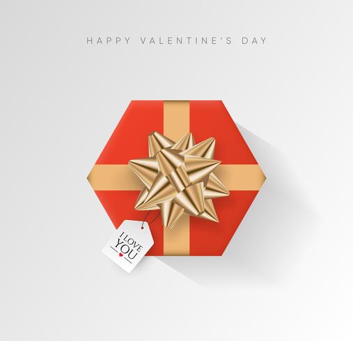 Fondo de vector de día de San Valentín. Caja de regalo envuelta colorida con la cinta. Ilustración vectorial festivo