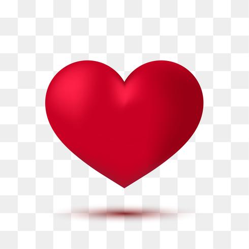 Soft red heart with transparent background. Vector illustration