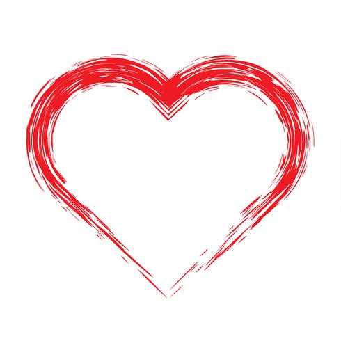 Brush drawing calligraphy heart, isolated on white vector