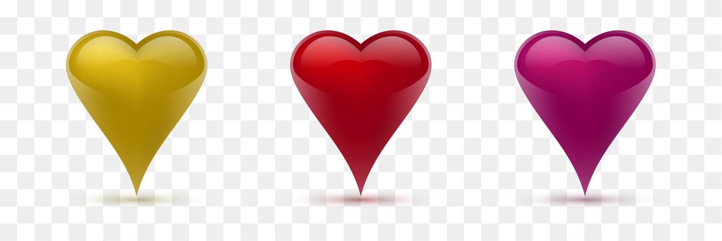 Set of vector hearts. Vector illustration. Realistic heart, isolated. - Vector